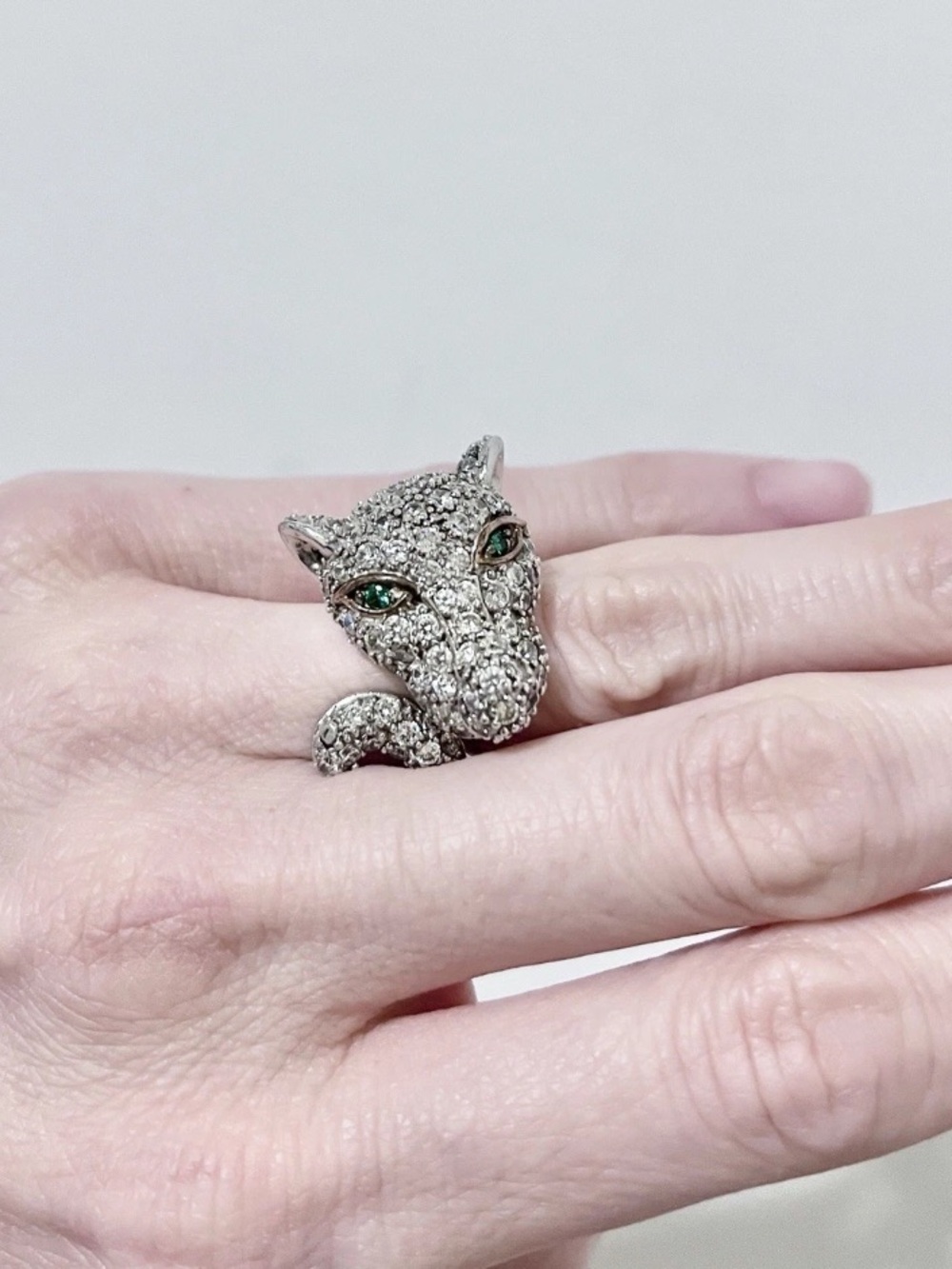 14k & Sterling Silver 925 Panther Jaguar Leopard Ring Sz 5 CZ